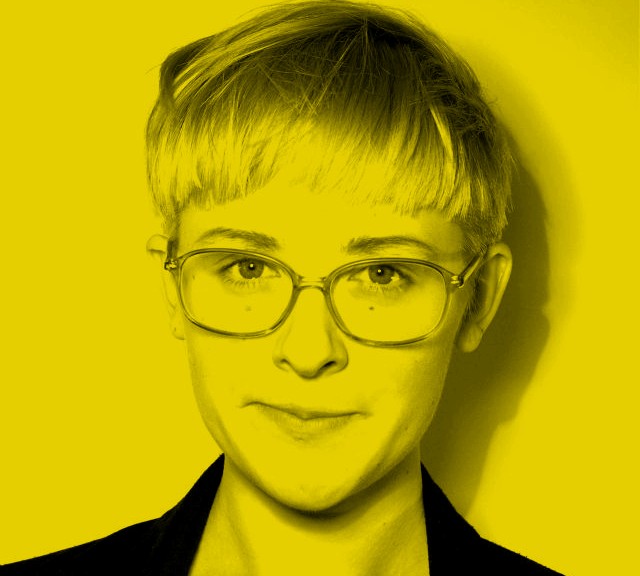 Maria Horn. Proträtt. Gul bakgrund